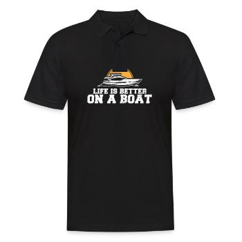 Das Leben Ist Besser Auf Dem Boot - Männer Poloshirt - Schwarz - Vorne - Kai (181cm)