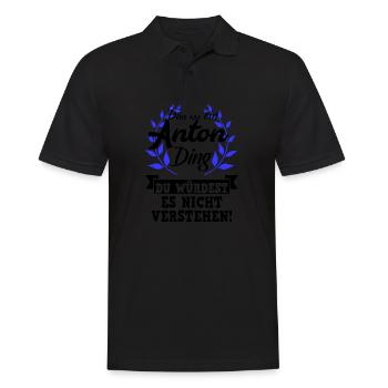 Das ist ein Anton Ding | würdest du nichtverstehen - Männer Poloshirt - Schwarz - Vorne - Kai (181cm)