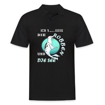 Robbe Nordsee Seerobbe Geschenk - Männer Poloshirt - Schwarz - Vorne - Kai (181cm)