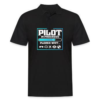 Pilot In Progress Funny Flight School Student - Men's Polo Shirt - black - Front - Kai (181cm)