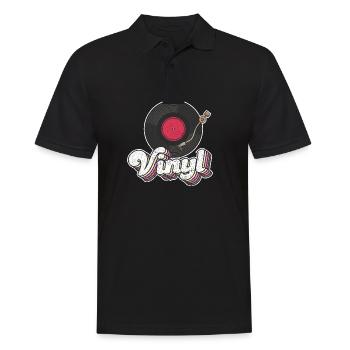 Vinyl Record Turntable Player Lover Cute - Men's Polo Shirt - black - Front - Kai (181cm)