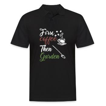 Garden Morning Muffle Coffee Gardener Gardening - Men's Polo Shirt - black - Front - Kai (181cm)