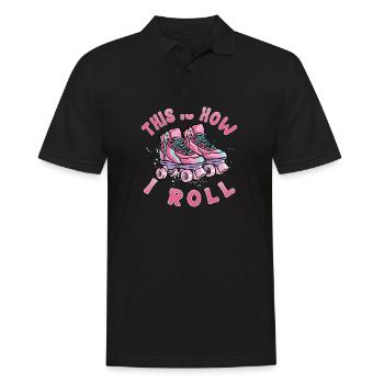 Roller Skating, Roller Skate Motif, Girls, Kids - Men's Polo Shirt - black - Front - Kai (181cm)