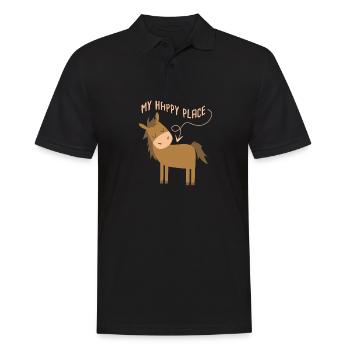 Horse Lover My Happy Place Horseback Riding - Männer Poloshirt - Schwarz - Vorne - Kai (181cm)