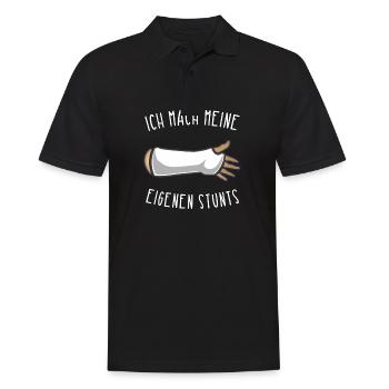 Gipsarm Genesungswünsche Armbruch Arm gebrochen - Männer Poloshirt - Schwarz - Vorne - Kai (181cm)