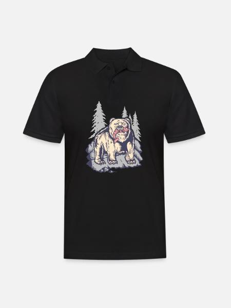 Grizzly Bear Salmon Forest - Men's Polo Shirt - black
