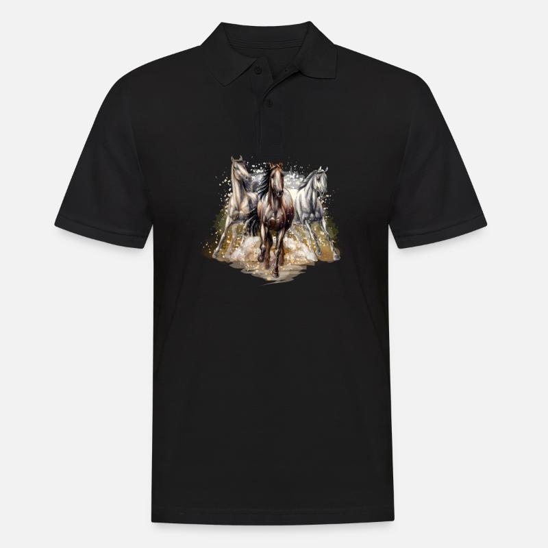 Pferde - Männer Poloshirt - Schwarz