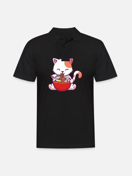 Ramen Cat Kawaii Anime Ramen - Men's Polo Shirt - black