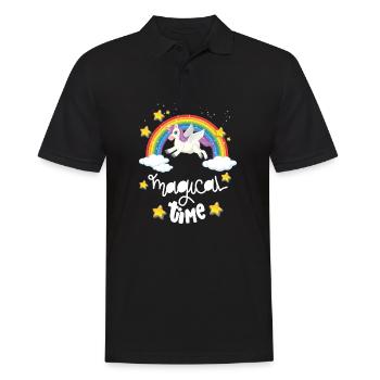 Einhorn Unicorns Magical time Ich will ein Einhorn - Männer Poloshirt - Schwarz - Vorne - Kai (181cm)