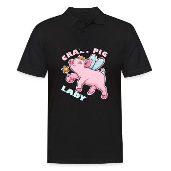 Crazy Pig Lady Rosa Schweinchen geschenk - Männer Poloshirt - Schwarz - Vorne - Kai (181cm)