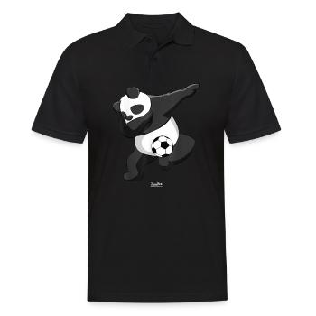 Panda Cool Dabbing Fußball - Männer Poloshirt - Schwarz - Vorne - Kai (181cm)