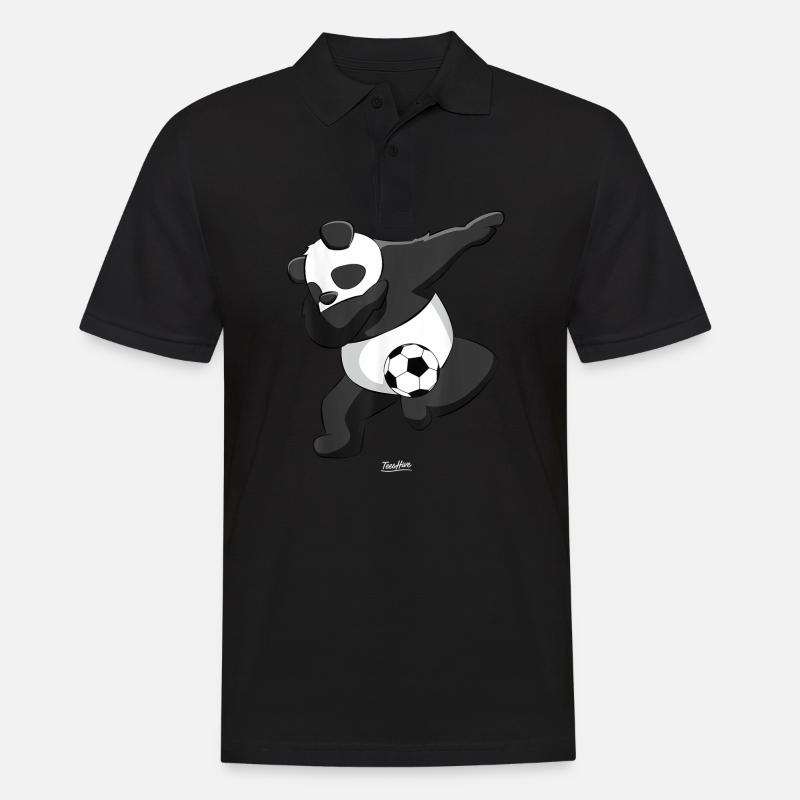 Panda Cool Dabbing Fußball - Männer Poloshirt - Schwarz