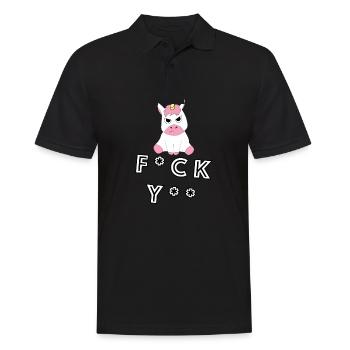 Fuck you Einhorn Ich hasse Menschen und Montage - Männer Poloshirt - Schwarz - Vorne - Kai (181cm)