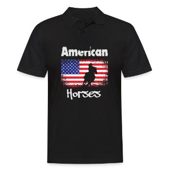 American horses, horse with flag of the USA - Men's Polo Shirt - black - Front - Kai (181cm)