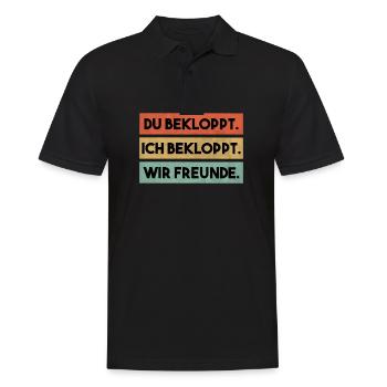 Du bekloppt ich bekloppt wir Freunde - Freunde - Männer Poloshirt - Schwarz - Vorne - Kai (181cm)