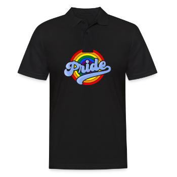LGBT Gay Pride Retro Rainbow Shirt - Men's Polo Shirt - black - Front - Kai (181cm)