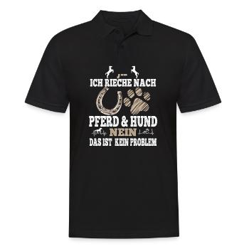 Ja ich rieche nach Pferd & Hund für Reiter und - Männer Poloshirt - Schwarz - Vorne - Kai (181cm)