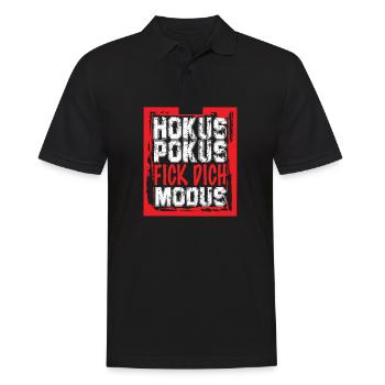 Hokus Pokus Fick dich Modus Lustige Sprüche Ironie - Männer Poloshirt - Schwarz - Vorne - Kai (181cm)