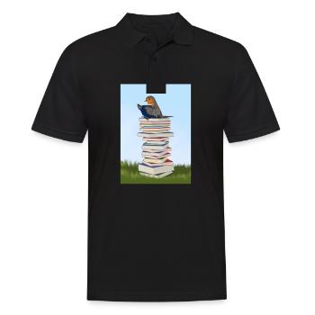 Robin reads books bird friend songbird - Men's Polo Shirt - black - Front - Kai (181cm)