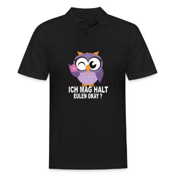 eulen geschenkeEulen Geschenke - Ich Mag Halt Eule - Männer Poloshirt - Schwarz - Vorne - Kai (181cm)
