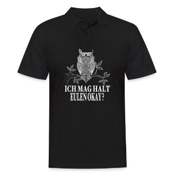 Eulen Geschenke - Ich Mag Halt Eulen Ok ? Eule - Männer Poloshirt - Schwarz - Vorne - Kai (181cm)