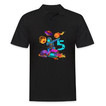 Astronaut In Space 5th Birthday - Men's Polo Shirt - black - Front - Kai (181cm)