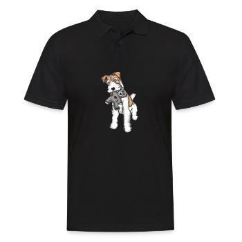 Foxterrier Drahthaar Kuscheltier T-Shirt - Männer Poloshirt - Schwarz - Vorne - Kai (181cm)