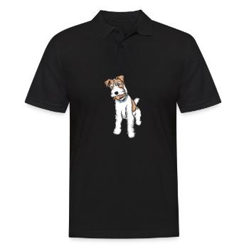Foxterrier Drahthaar | Foxterrier T-Shirt - Männer Poloshirt - Schwarz - Vorne - Kai (181cm)