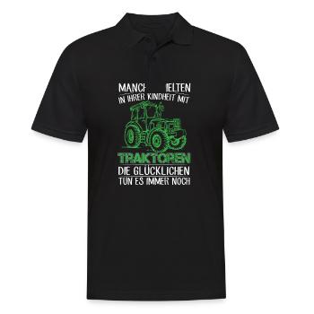 Manche spielten in ihrer Kindheit mit Traktoren - Männer Poloshirt - Schwarz - Vorne - Kai (181cm)