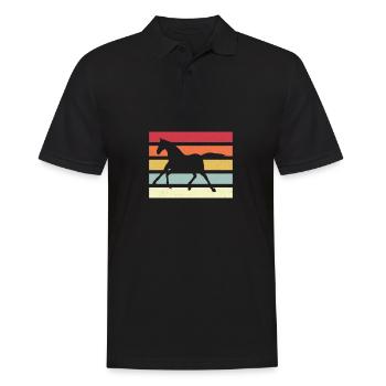 Pferd Streifen - Männer Poloshirt - Schwarz - Vorne - Kai (181cm)