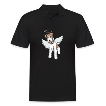 Foxterrier Drahthaar Engel | Foxterrier T-Shirt - Männer Poloshirt - Schwarz - Vorne - Kai (181cm)