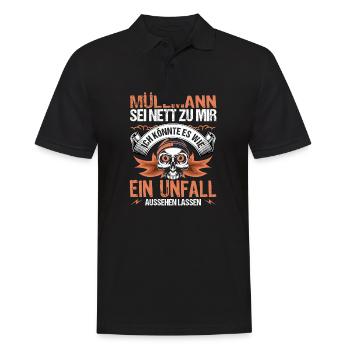 Müllmann Sei Nett Zu Mir Unfall | Müllmann - Männer Poloshirt - Schwarz - Vorne - Kai (181cm)
