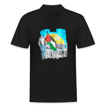 Palestine Liberté libre Liberté Gaza - Polo Homme - noir - Devant - Kai (181cm)