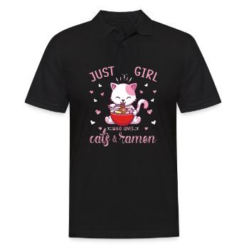 Just a Girl Who Loves Anime Ramen and Cats Kawaii - Männer Poloshirt - Schwarz - Vorne - Kai (181cm)