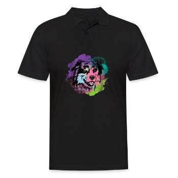 Dog Lover I Splash Art Miniature American Shepherd - Männer Poloshirt - Schwarz - Vorne - Kai (181cm)