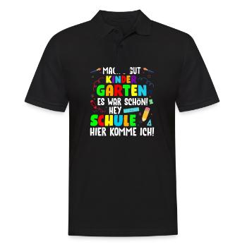 Grundschule Einschulung Schulkind 2022 Schultag - Männer Poloshirt - Schwarz - Vorne - Kai (181cm)