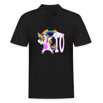 Dabbing Licorne J’ai 10 ans - Polo Homme - noir - Devant - Kai (181cm)