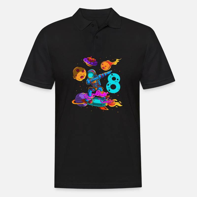Astronaute Dans l’espace 8ème anniversaire - Polo Homme - noir