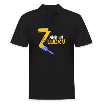 7 Jahre Glückszahl 7 Nummer Sieben - Männer Poloshirt - Schwarz - Vorne - Kai (181cm)