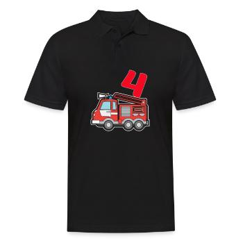 Ich bin schon 4 | 4. Geburtstag Feuerwehr Jungen - Männer Poloshirt - Schwarz - Vorne - Kai (181cm)