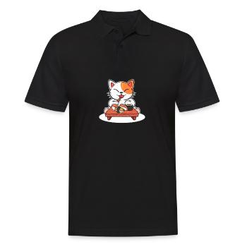 Sushi Chat Ramen Anime Chats Manga Chat - Polo Homme - noir - Devant - Kai (181cm)