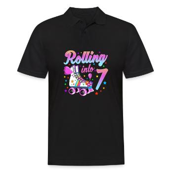 Kinder Geburtstagsshirt 7. Geburtstag Rollschuhe - Männer Poloshirt - Schwarz - Vorne - Kai (181cm)
