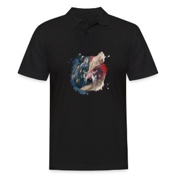 Wolf American Flag USA America - Männer Poloshirt - Schwarz - Vorne - Kai (181cm)