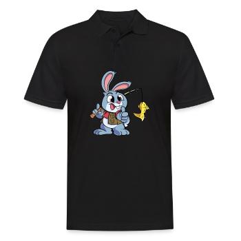 Lapin pêcher - Pêche avec poisson pêcheur cadeau - Polo Homme - noir - Devant - Kai (181cm)