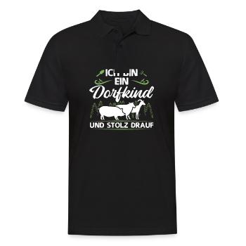 Ich Bin Ein Dorfkind und Stolz Drauf Bauer - Männer Poloshirt - Schwarz - Vorne - Kai (181cm)