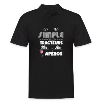 Je Suis Un Mec Simple J'aime Les Tracteurs et les - Polo Homme - noir - Devant - Kai (181cm)