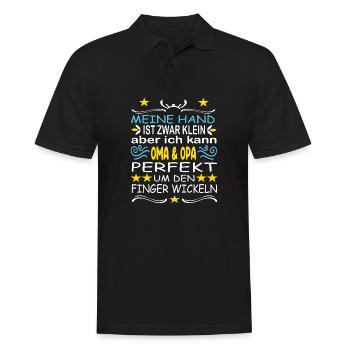 Oma und Opa Oma Sprüche Opa Sprüche Großeltern - Männer Poloshirt - Schwarz - Vorne - Kai (181cm)