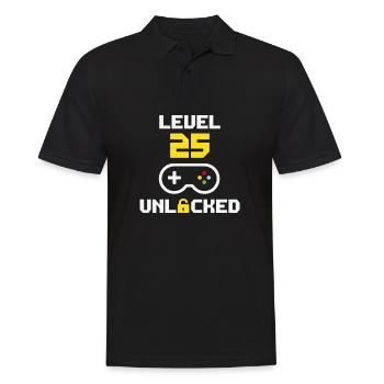 Level 25 unlocked | 25 years gamer birthday - Men's Polo Shirt - black - Front - Kai (181cm)