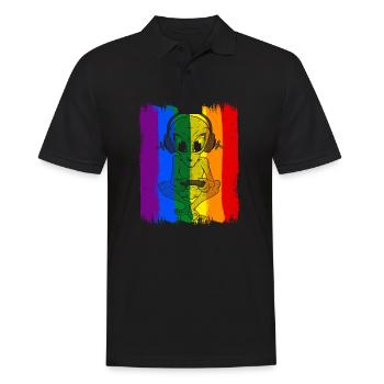 Gayming Gaylien Rainbow CSD Gaming Alien LGBT - Männer Poloshirt - Schwarz - Vorne - Kai (181cm)