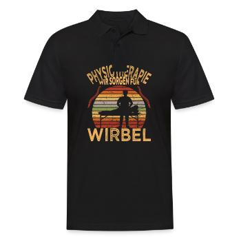 Physiotherapie Wir sorgen für Wirbel für - Männer Poloshirt - Schwarz - Vorne - Kai (181cm)